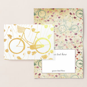 Cartão Metalizado Padrão Floral da Bicicleta Retroativa da Vintage D