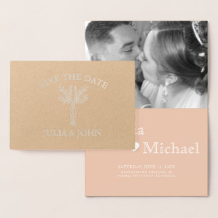 Cartão Metalizado Palm Tree Cartas Desenhadas Manualmente Coração Sa