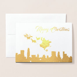 Cartão Metalizado Papai Noel Sleigh Natal