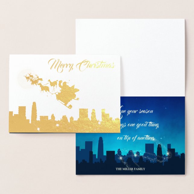 Cartão Metalizado Papai Noel Sleigh Natal (Exibição)