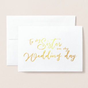 Cartão Metalizado Para minha Irmã no dia do meu Casamento Script chi