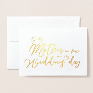 Cartão Metalizado Para minha sogra no dia do meu casamento Caligrafi