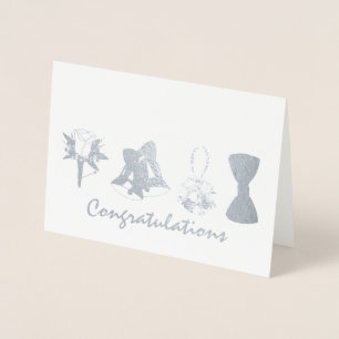 Cartão Metalizado Parabéns Arco da Flor Noivado de Casamento