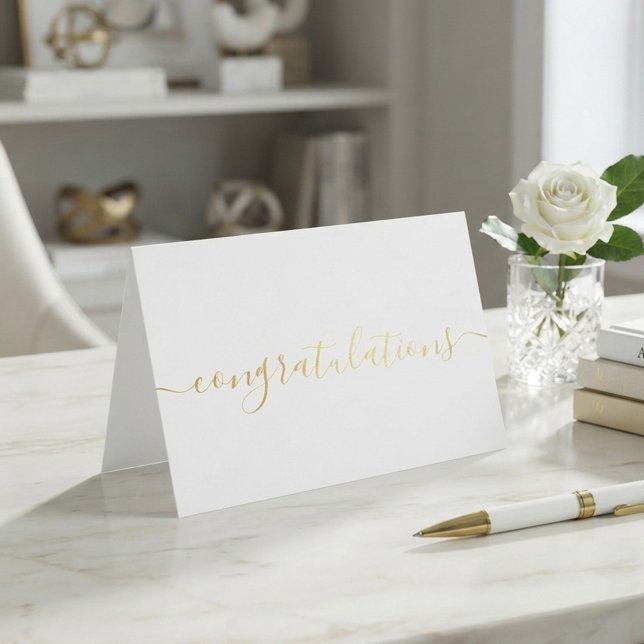 Cartão Metalizado Parabéns com Script Simples e Elegante (Criador carregado)