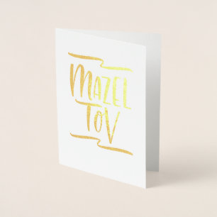 Cartão Metalizado Parabéns de Mazel Tov com letra de mão