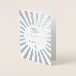 Cartão Metalizado Parabéns no seu Sunburst de Graduação