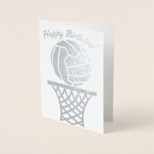 Cartão Metalizado Parabéns pela Bola de Netball Themed Ball Design