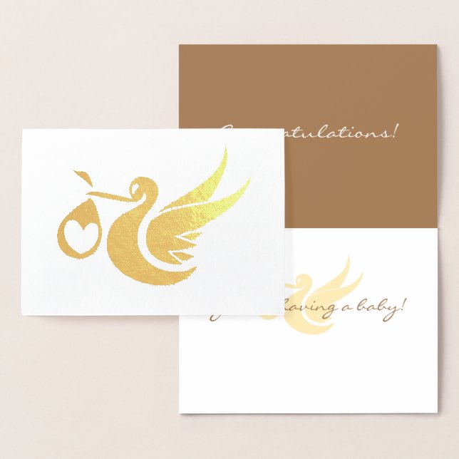 Cartão Metalizado Parabéns! Você está tendo um bebê (Exibição)