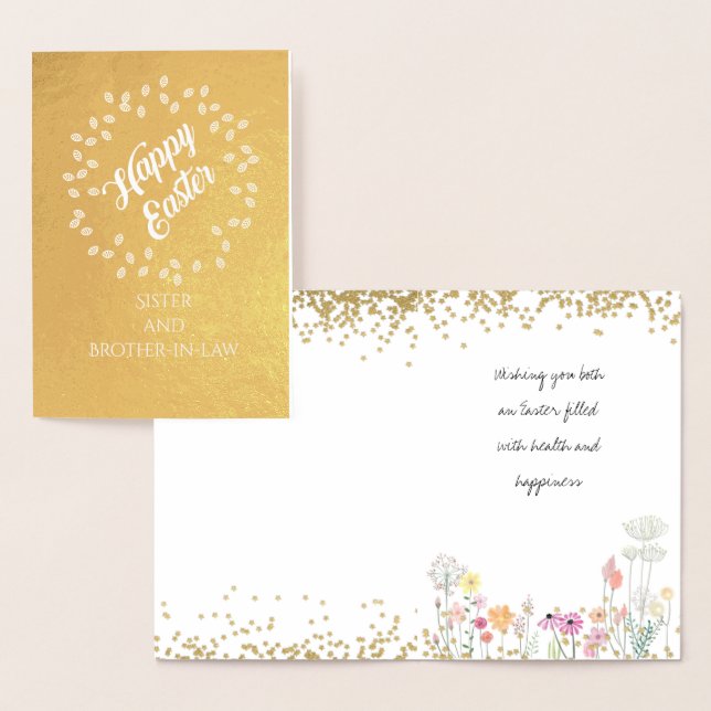 Cartão Metalizado Páscoa da Irmã e Cunhada REAL FOIL (Exibição)