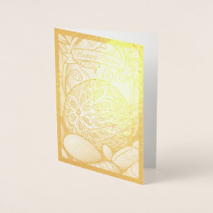 Cartão Metalizado Páscoa motif b/w desenho animado com ovos de Pásco