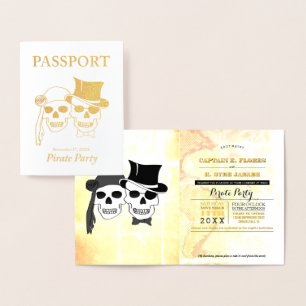 Cartão Metalizado Passaporte de Folha de Ouro do Partido Pirata