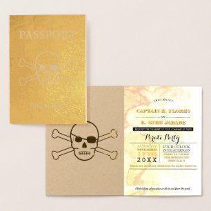 Cartão Metalizado Passaporte de Folha de Ouro do Partido Pirata