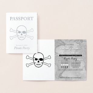 Cartão Metalizado Passaporte de Folha de Prata do Partido Pirata