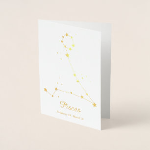 Cartão Metalizado Peixes Gold Foil - Símbolo Zodíaco Constelação