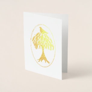 Cartão Metalizado Perdiz em uma árvore de pera