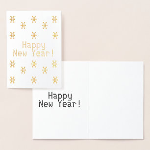 Cartão Metalizado Personalize-o, Feliz ano novo, flocos de neve