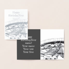 Cartão Metalizado Pinto-ponte antigo monocromo