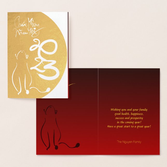 Cartão Metalizado Pintura original Cat Vietnamita Ano Novo 2023 RFC (Exibição)