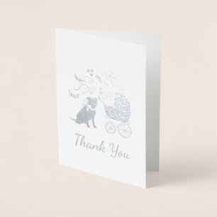 Cartão Metalizado Pit Bull Cachorro Chá de fraldas Sexo Pitbull Neut