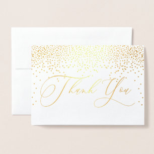 Cartão Metalizado PixDezines Dourado Confetti Obrigado, Caligrafia