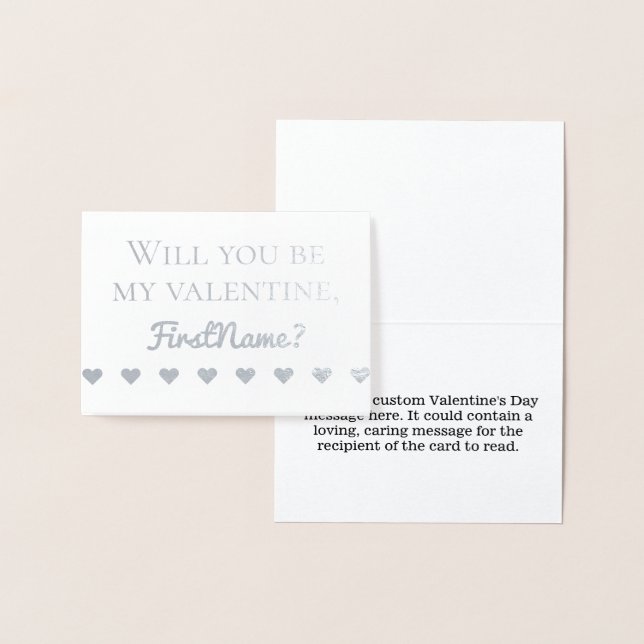 Cartão Metalizado Placa de Dia de os namorados personalizável (Exibição)