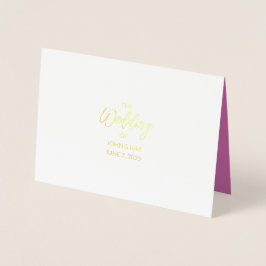 Cartão Metalizado Placa RSVP de Folha Ouro de Casamento de Orquídeas