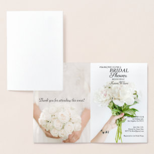 Cartão Metalizado Placa RSVP do chá de panela