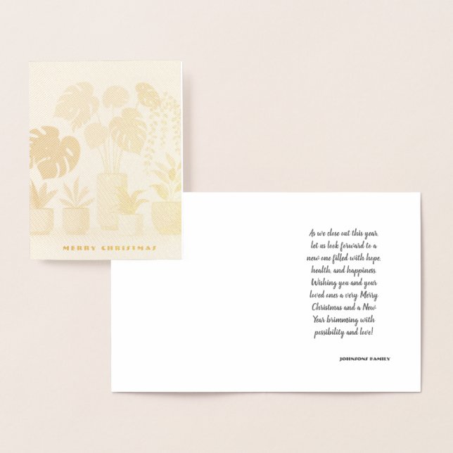 Cartão Metalizado Plantas De Vinho Verde De Natal (Exibição)