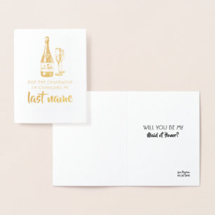 Cartão Metalizado Pop O Champanhe - Proposta Engraçada Da Bridesmaid