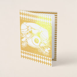 Cartão Metalizado Presente Antiquado de Telefone de Natal Vermelho