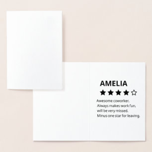 Cartão Metalizado Presente de despedida personalizado - Funny 4 Star