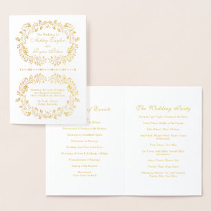 Cartão Metalizado Programa Real Gold Foil Floral Weding