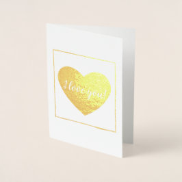 Cartão Metalizado Quadrado com Coração Eu Te Amo