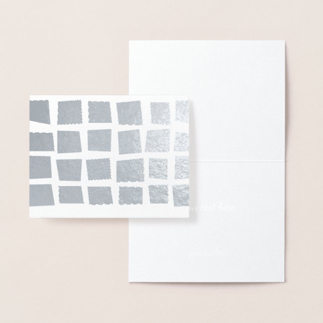 Cartão Metalizado Quadrados aleatórios de Abstrato moderno de prata  (Display)