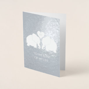 Cartão Metalizado Quic Silver Foil Heart Elephants 10º Aniversário