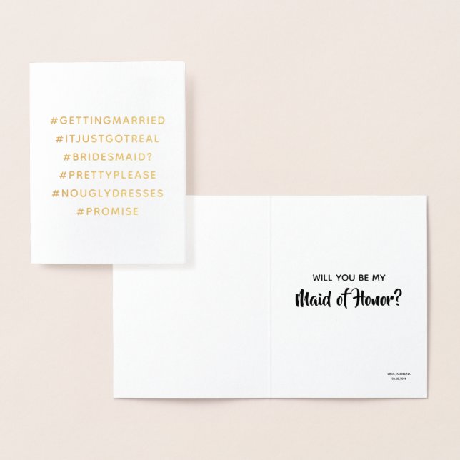 Cartão Metalizado Rastreamento De Hash Ficou Real - Engraçada Brides (Exibição)