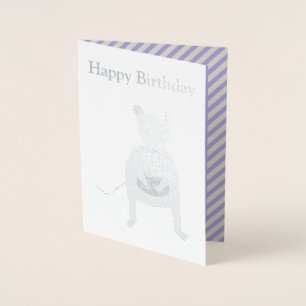 Cartão Metalizado Rato Siamês com Bolo de Aniversário Personalizado