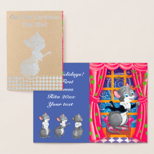 Cartão Metalizado Ratos tocam concerto