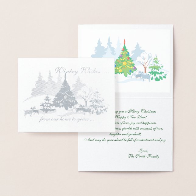 Cartão Metalizado Real Foil Wintry Deseja Caprinos de Natal (Display)