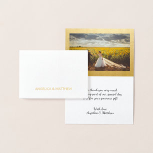 Cartão Metalizado REAL Gold Foil, OBRIGADO PELO Casamento   com Foto