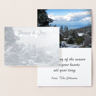 Cartão Metalizado Real Silver Foil Holiday Peace & Joy Mt. LeConte