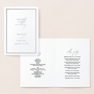 Cartão Metalizado Real Silver Foil Weding Order Program