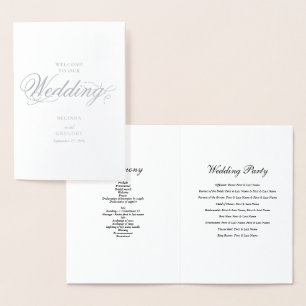 Cartão Metalizado Real Silver Foil Weding Order Program