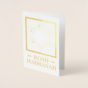 Cartão Metalizado Rosh Hashanah Star of David Gold Foil