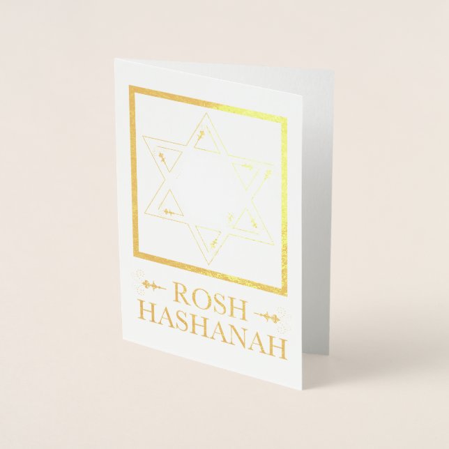 Cartão Metalizado Rosh Hashanah Star of David Gold Foil (Frente)