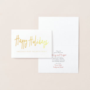 Cartão Metalizado Saudações de Férias Felizes