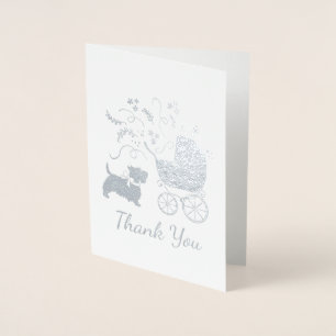 Cartão Metalizado Scotty Dog Chá de fraldas Puppy Scottish Terrier C