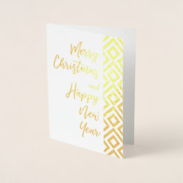 Cartão Metalizado Script de Feliz ano novo de Feliz Natal Dourado