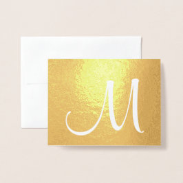 Cartão Metalizado Script Na moda do Monograma Dourado Inicialmente