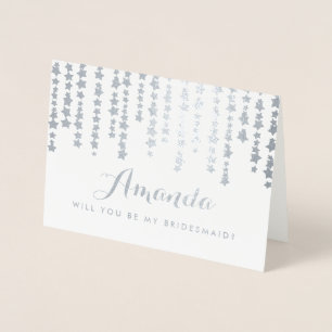 Cartão Metalizado Seja minha folha de prata da dama de honra "sob as